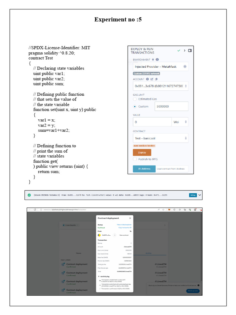 Solidity Contract for Sum Calculation | PDF
