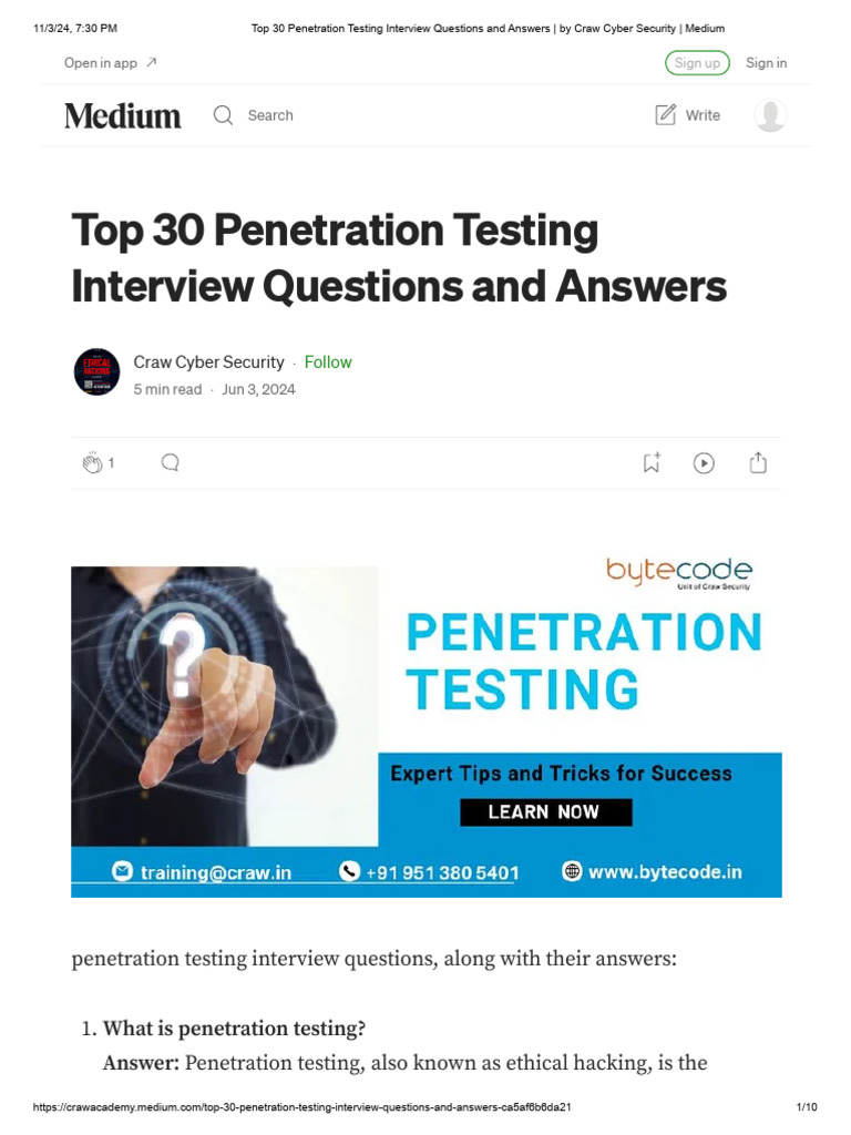 Top Penetration Testing Interview Questions | PDF | Penetration Test ...