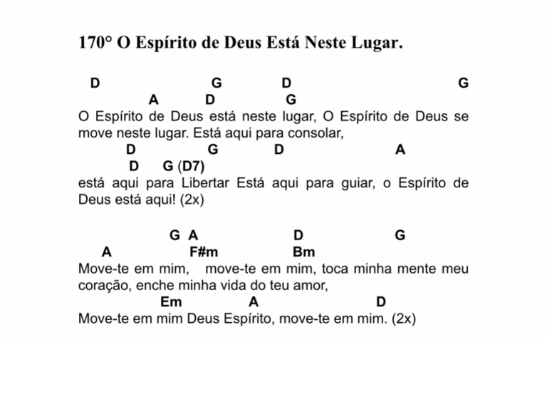 O Espirito de Deus Esta Neste Lugar | PDF