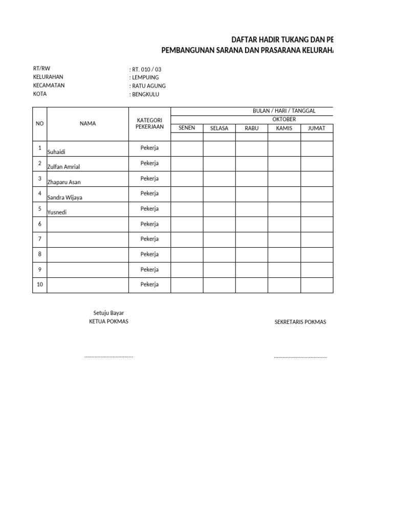 Daftar Hadir | PDF