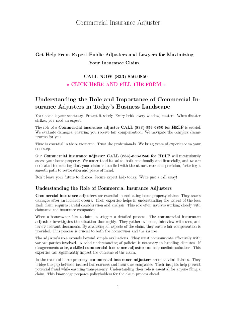 Commercial Insurance Adjuster Guide | PDF | Insurance | Damages