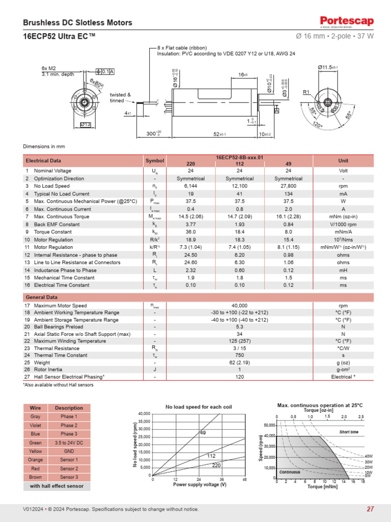 Specifications 16ecp52 | PDF | Electric Motor | Electrical Engineering