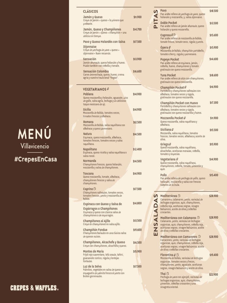 Menú de Crepes y Waffles Villavicencio | PDF | pesto | ensalada