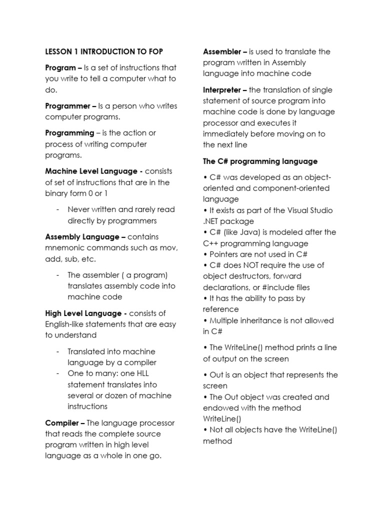 Fundamentals of Programming | PDF | Boolean Data Type | Assembly Language