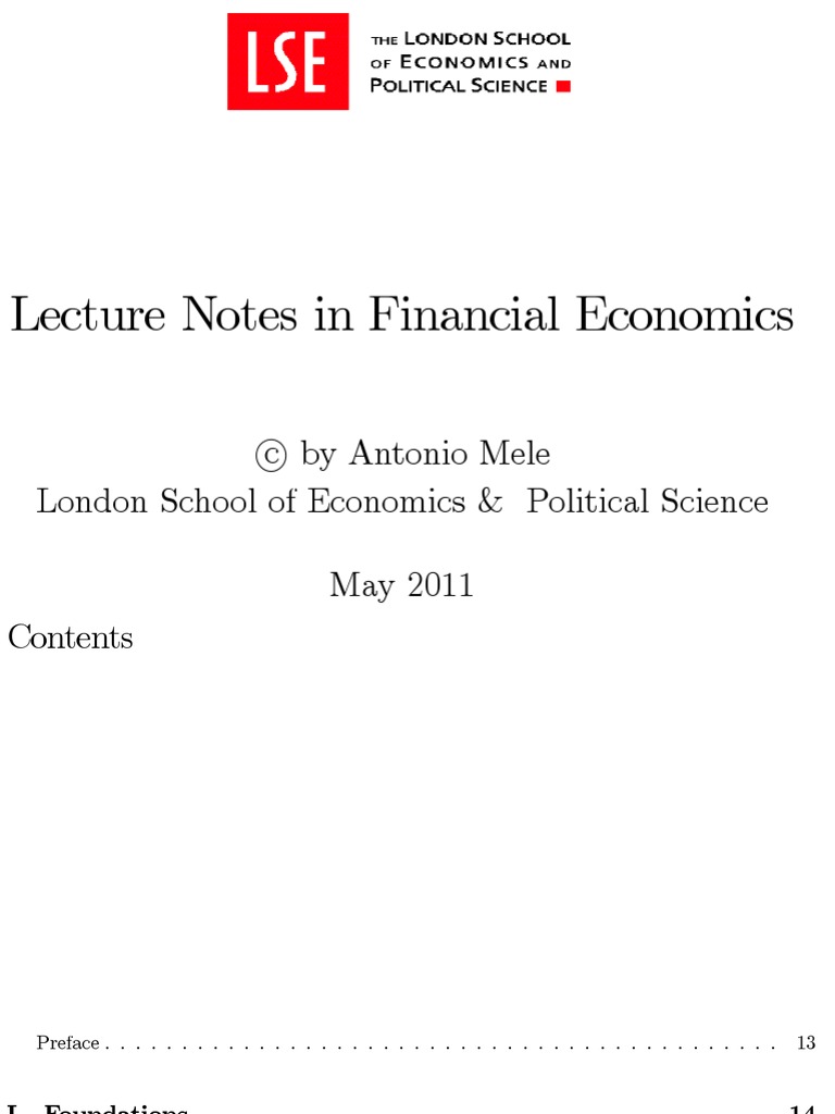 Lecture Notes in Financial Economics Volatility (Finance) Option (Finance)