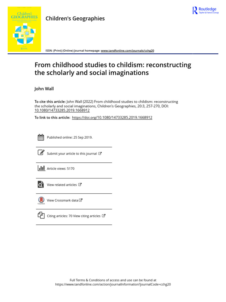 Wall - From Childhood Studies To Childism | PDF | Feminism | Gender Studies