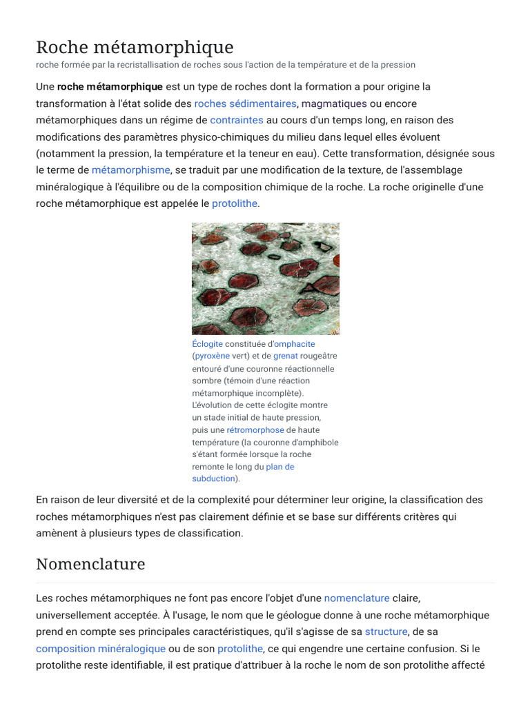 Classification des roches métamorphiques | PDF | Géologie | Matériaux ...