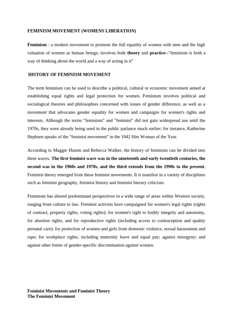 Overview of the Feminism Movement | PDF | Gender Studies | Feminism