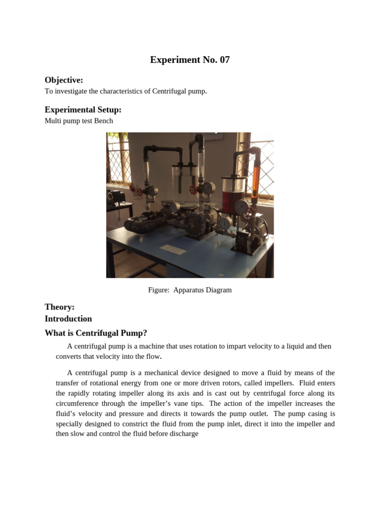 Lab Session 07 | PDF | Pump | Fluid Mechanics