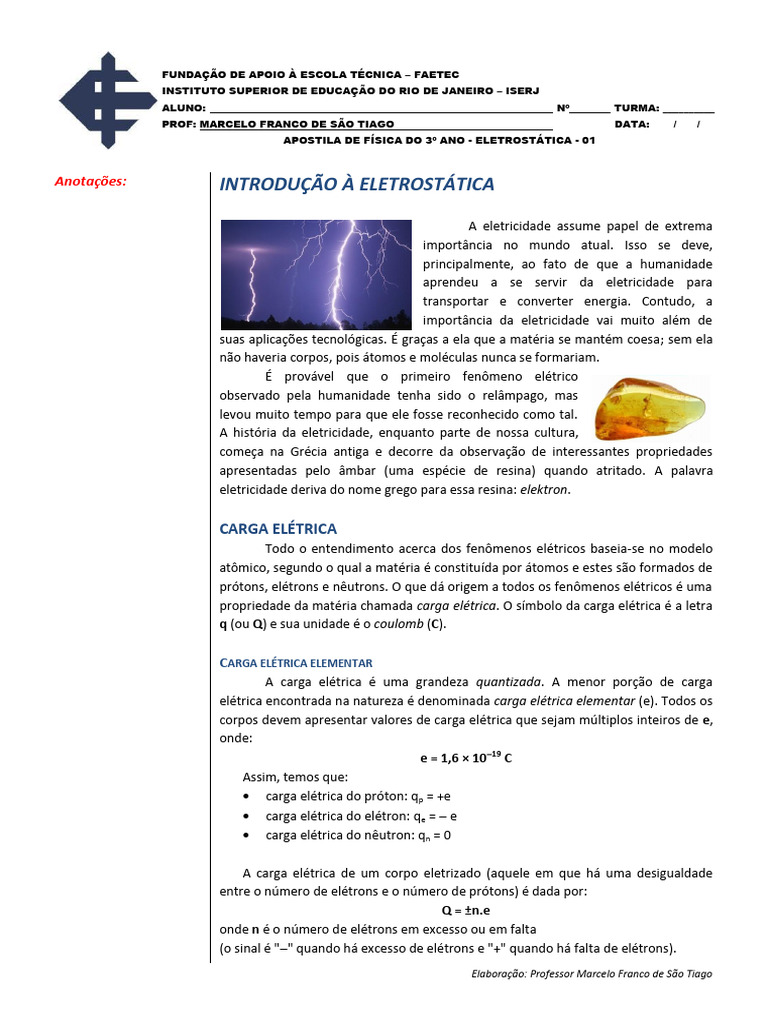 Distinção entre Corpos Eletrizados | PDF | Eletricidade | Carga elétrica