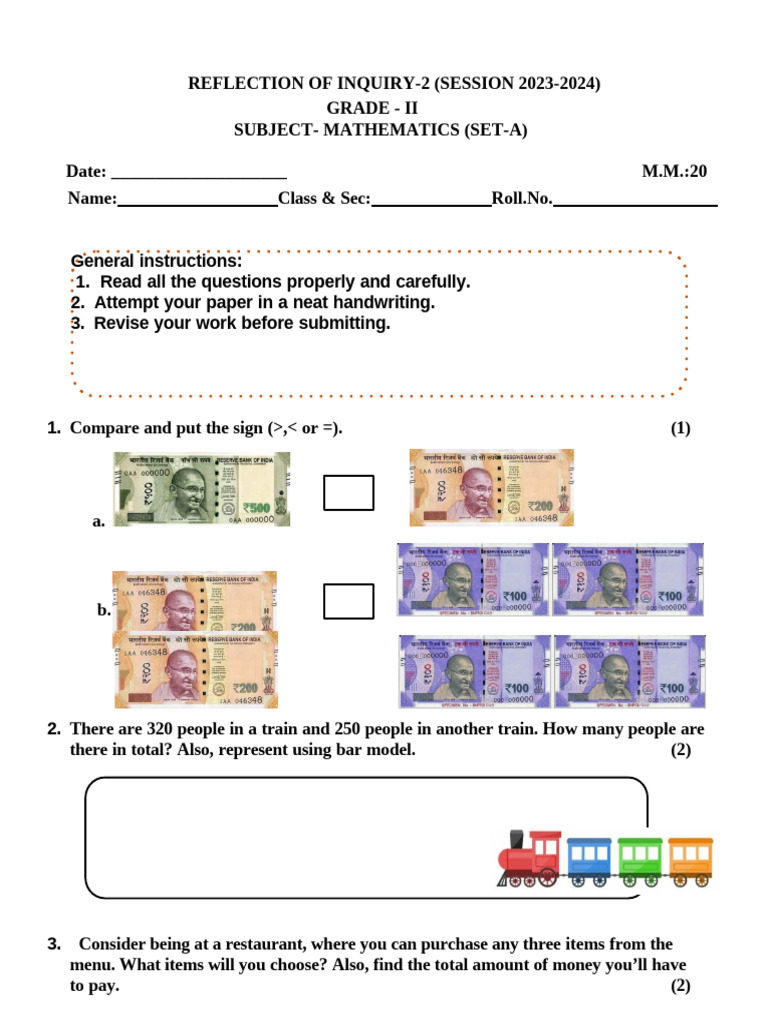 Mathematics ROI-2 Grade 2 Set A | PDF