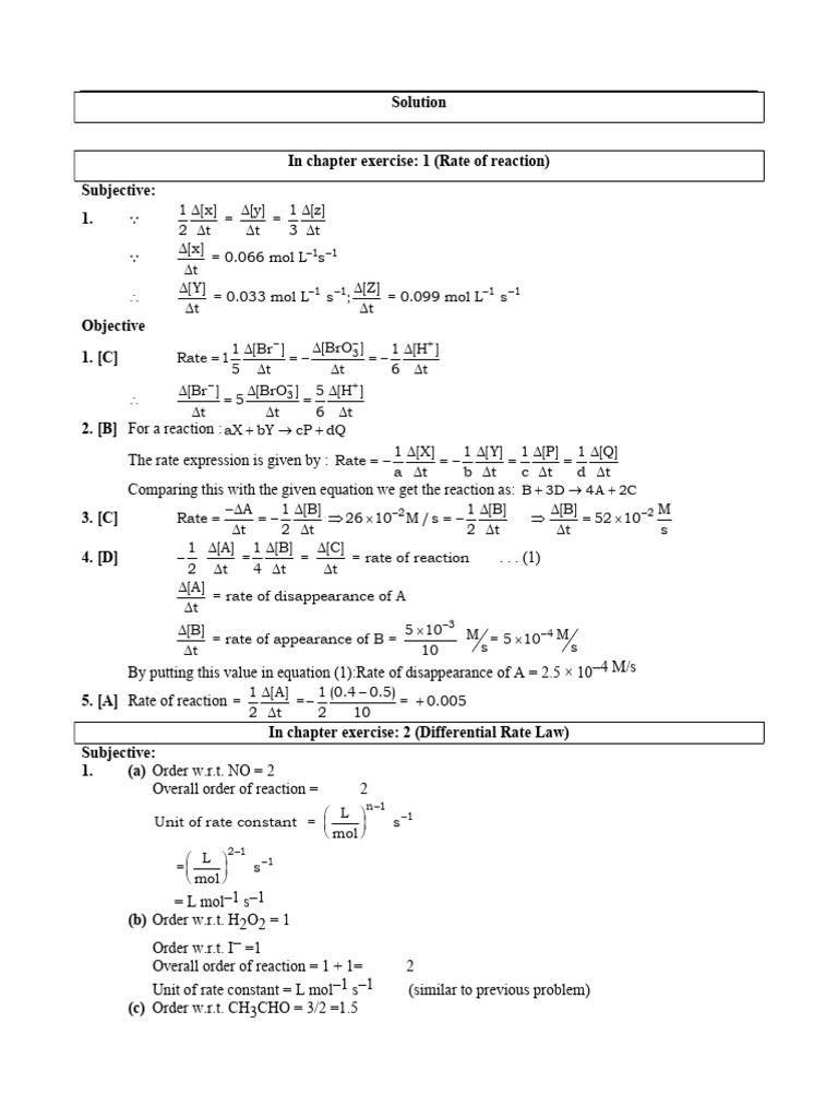 Chemical Kinetics (Solution) | PDF | Reaction Rate | Activation Energy