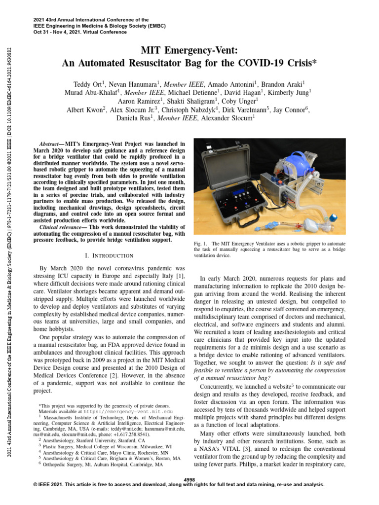 MIT Emergency Ventilator Design | PDF | Breathing | Exhalation