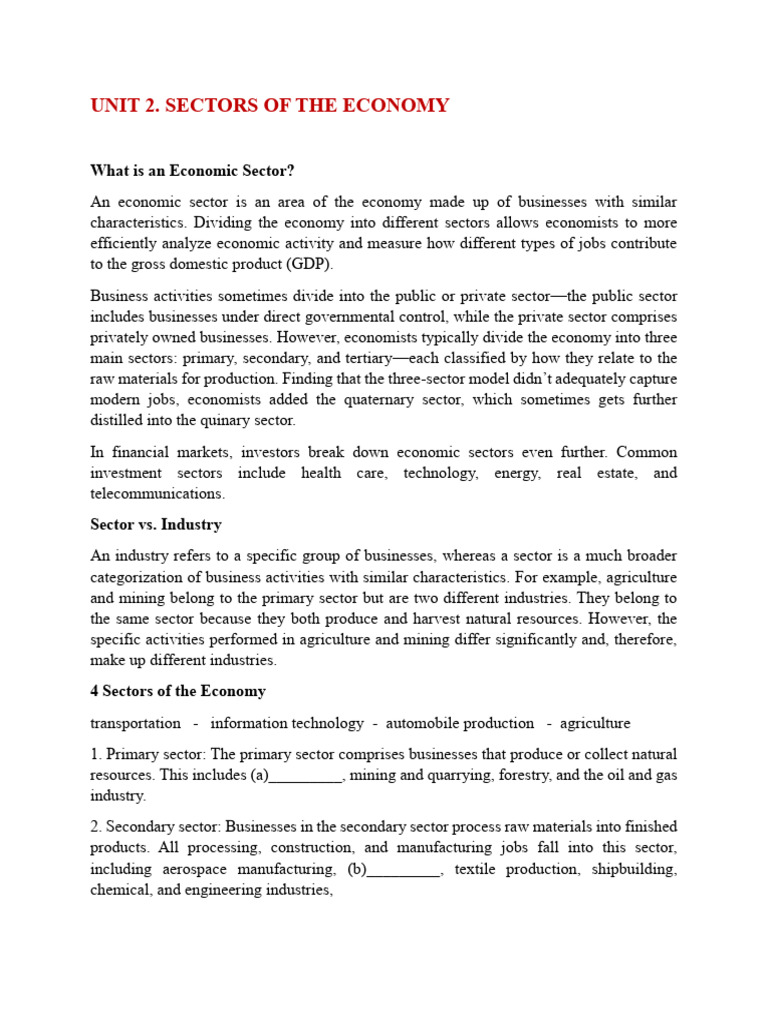 Understanding Economic Sectors | PDF | Economies | Economics