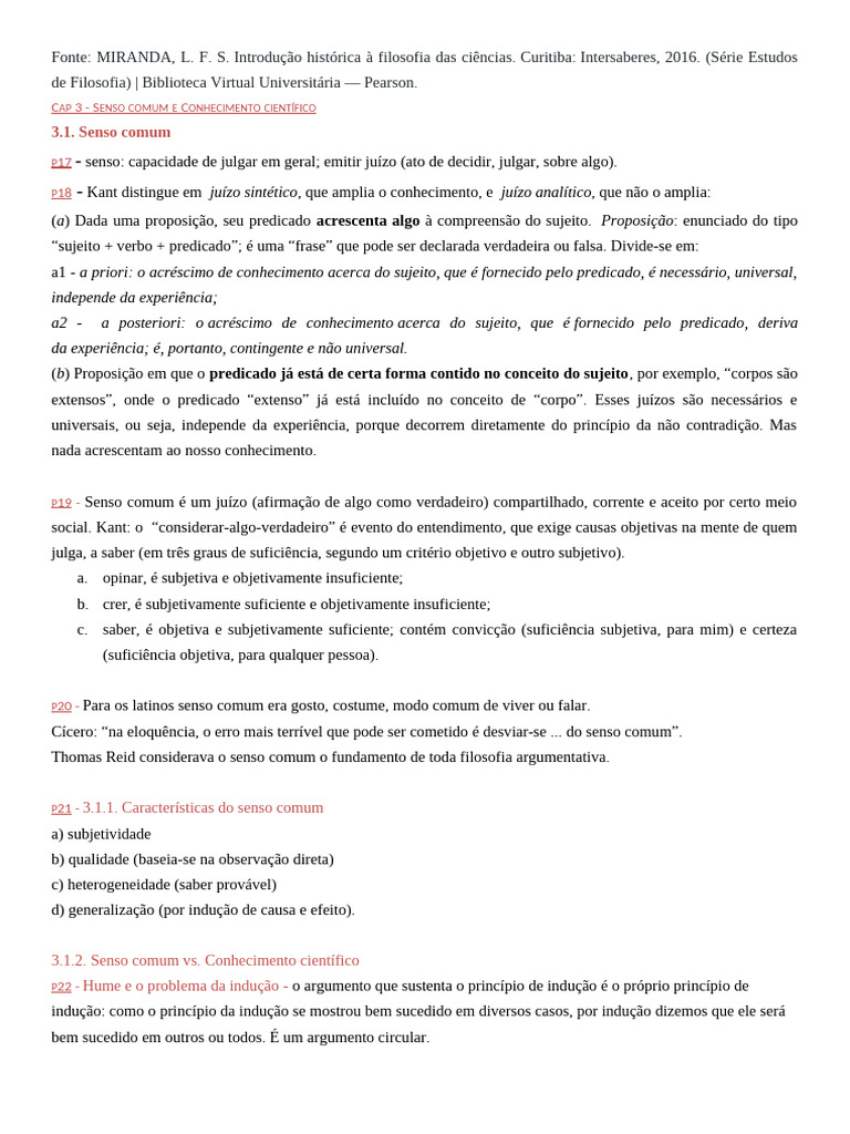 Senso Comum e Conhecimento Científico | PDF | Conhecimento | Immanuel Kant
