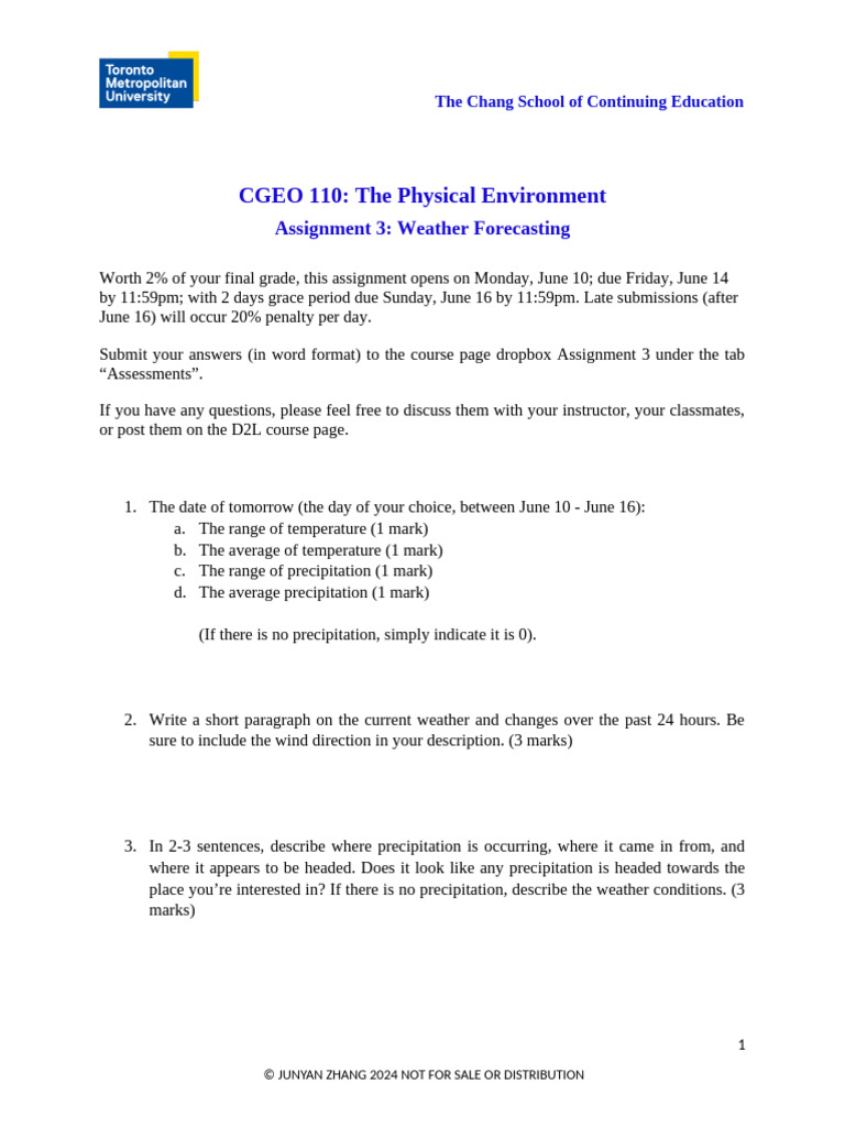 Weather Forecasting Assignment Guide | PDF