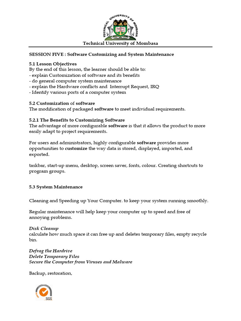 SESSION 5 Software Customizing and System Maintenance | PDF | File ...