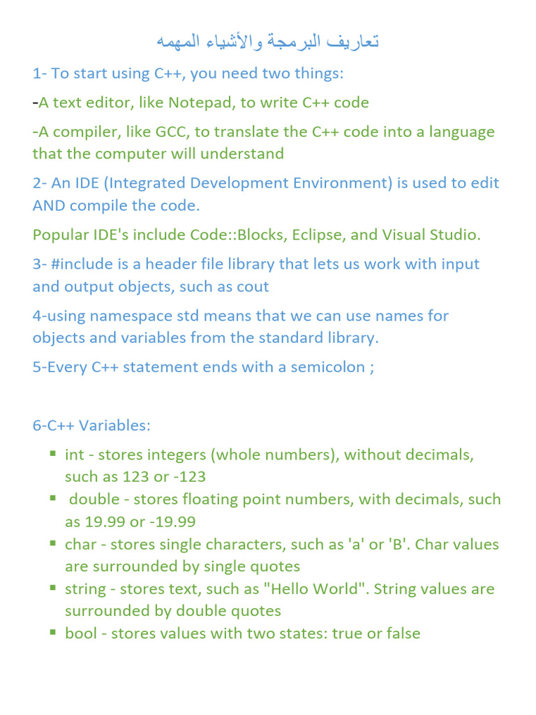 C++ Programming Basics and Definitions | PDF | Control Flow | Integer ...