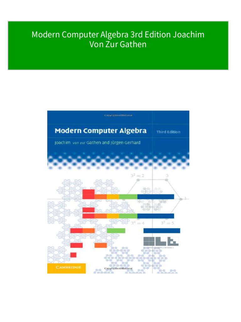 Full Download Modern Computer Algebra 3rd Edition Joachim Von Zur ...