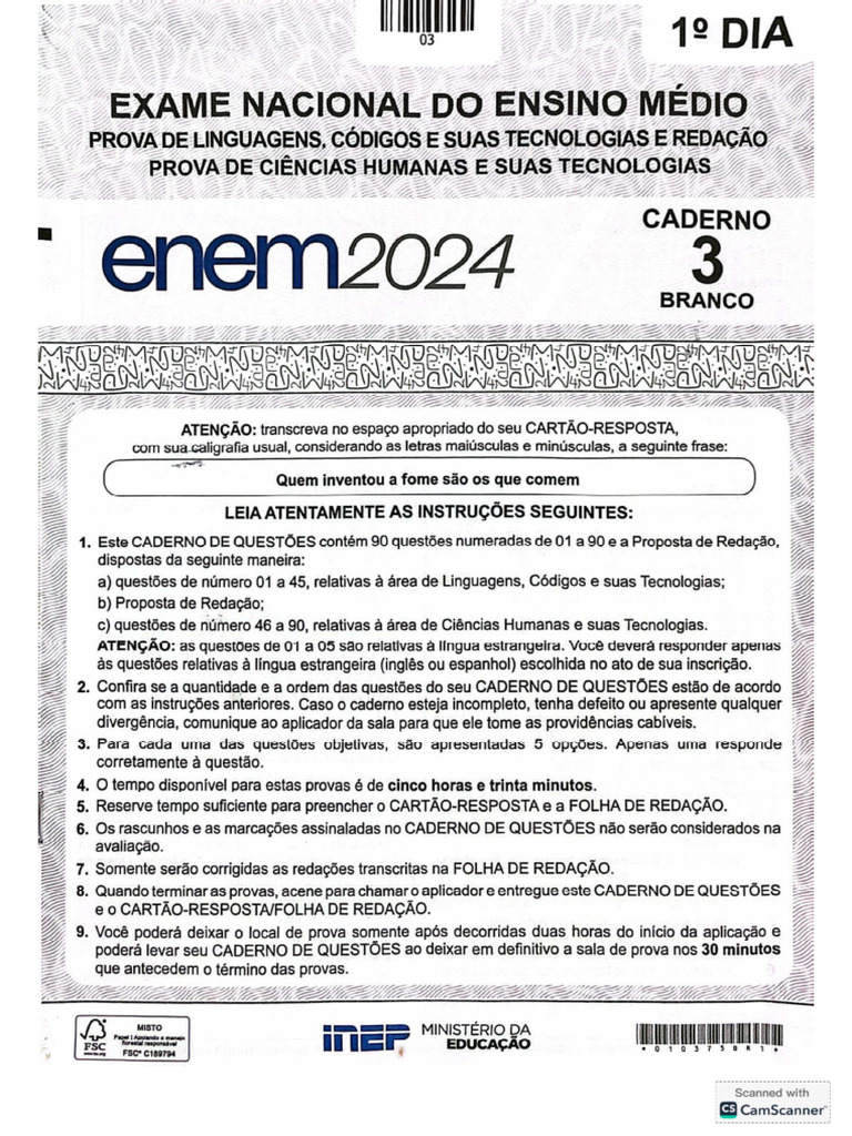 Enem 2024 - Dia 1 - Prova Branca | PDF
