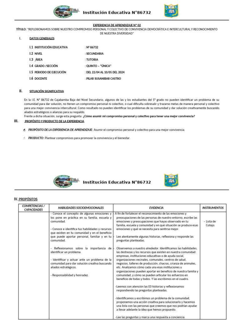 2°° Exp Aprendizaje - 5° - 2023 | PDF | Comunidad | Las emociones