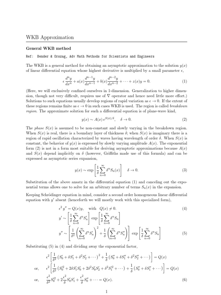WKB Method for Differential Equations | PDF | Quantum Tunnelling | Physics