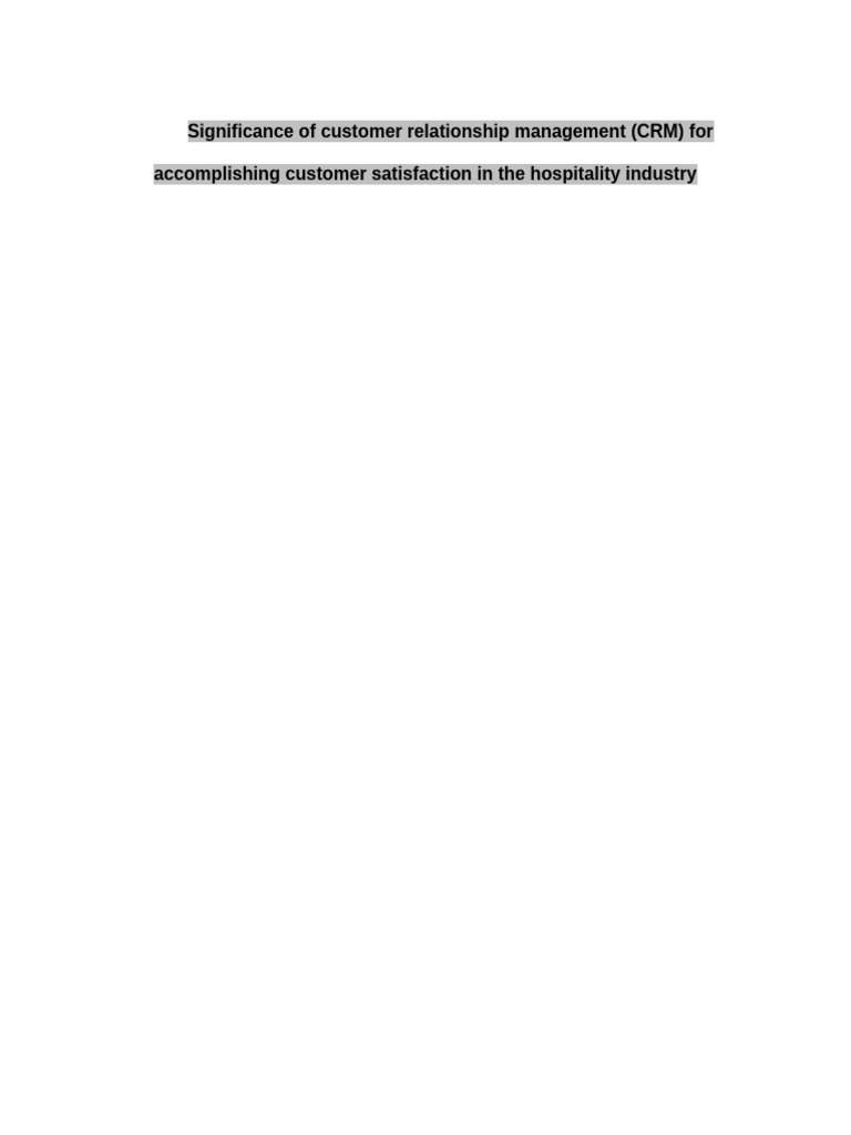 Significance of Customer Relationship Management | PDF | Customer ...