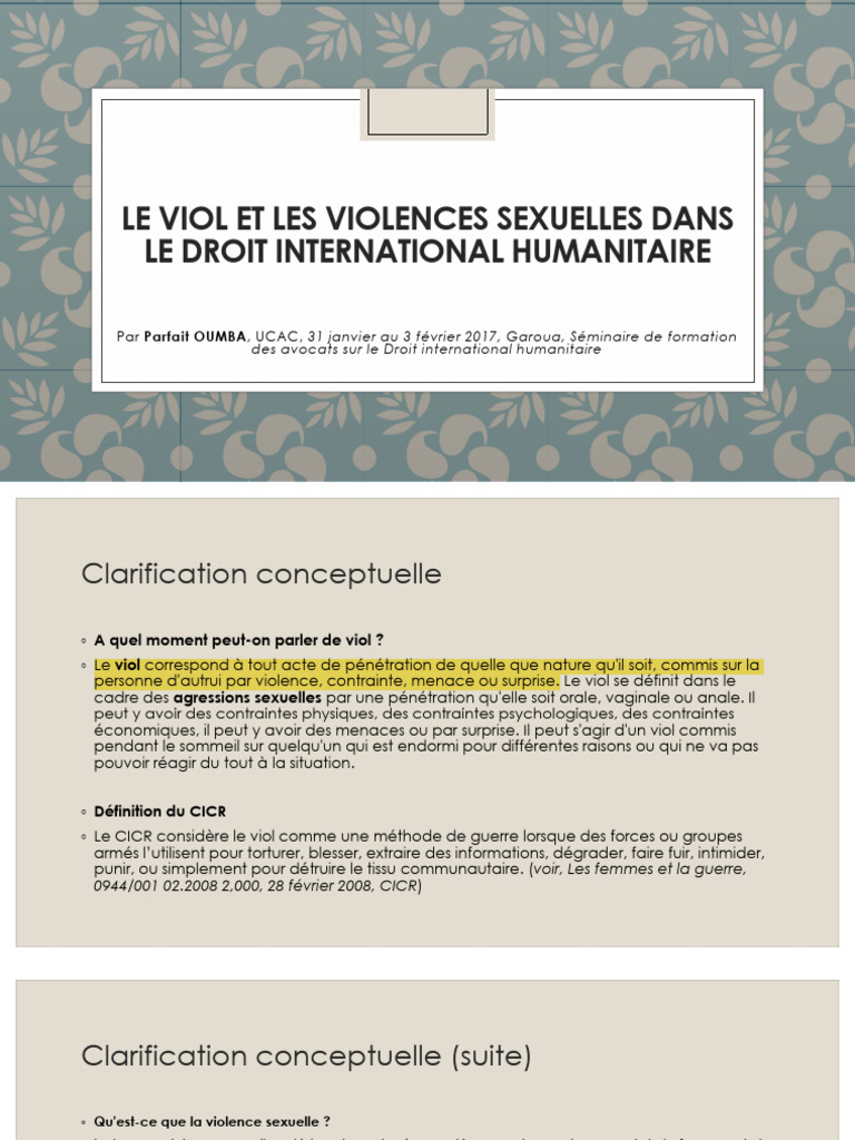 Définition du viol en droit humanitaire | PDF | Viol | Crimes contre l ...