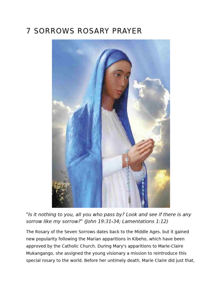 7 Sorrows Rosary Prayer | PDF | Mary, Mother Of Jesus | Rosary