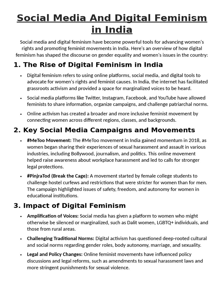 Digital Feminism's Impact in India | PDF | Gender Studies | Feminism