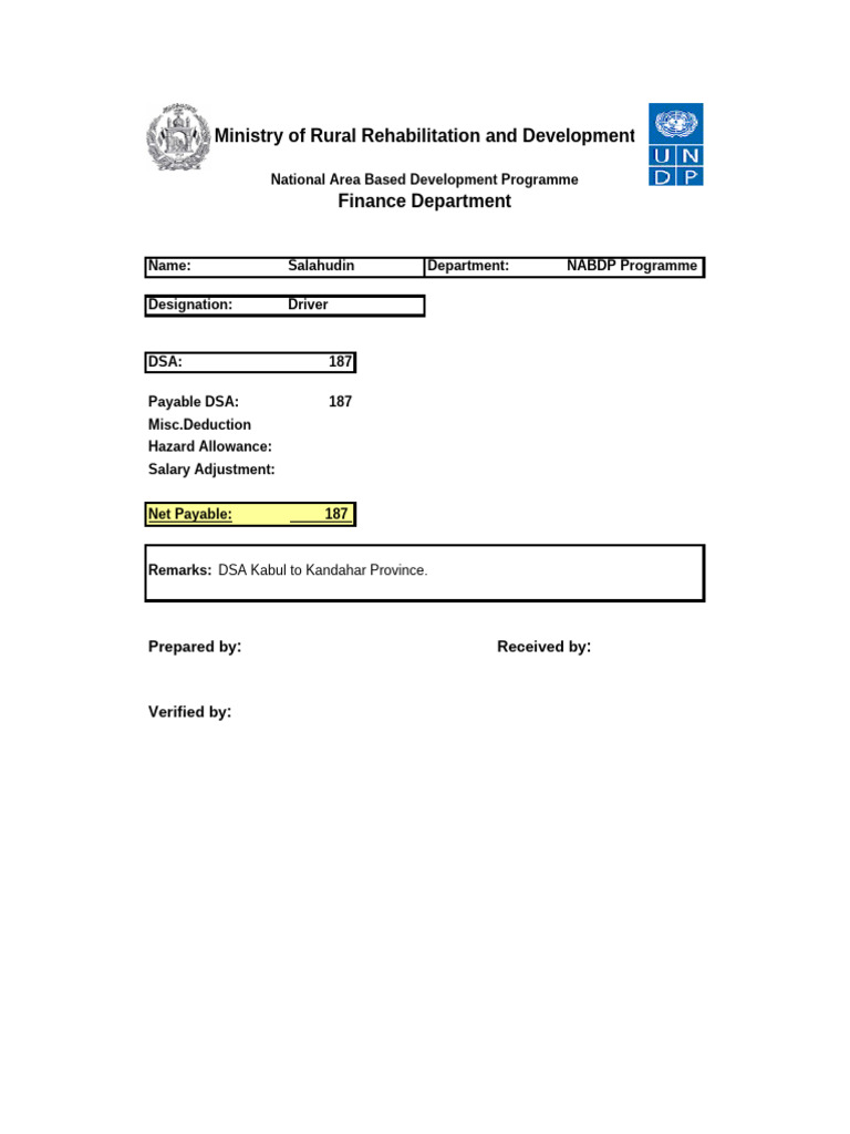 AREDP Cash Count Form | PDF