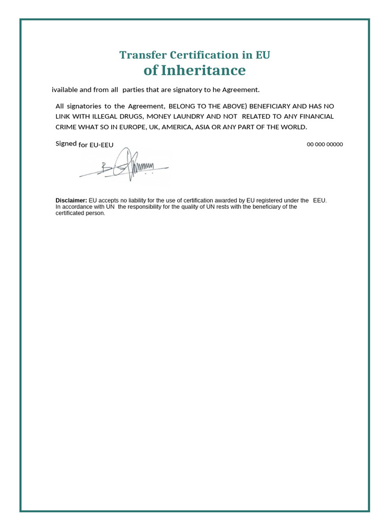 Of Inheritance: Transfer Certification in EU | PDF | Law | Science ...
