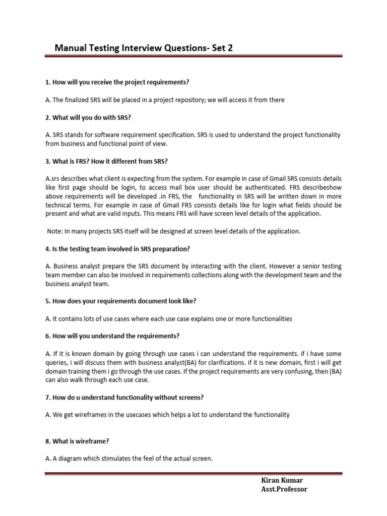 Manual-Testing-Interview Question - Set 2 | PDF | Use Case | Software ...