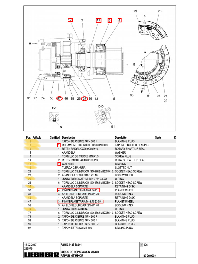 DReductor Giro Liebherr 9150B | PDF