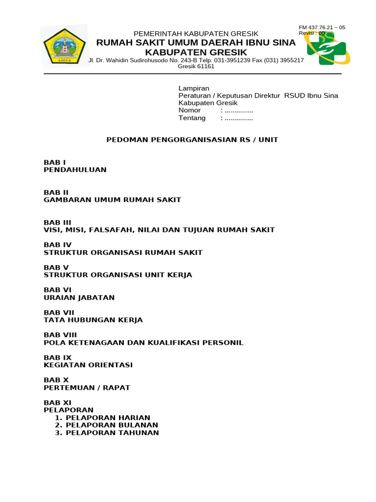 Contoh Tata Naskah Pedoman Org Unit Kerja | PDF