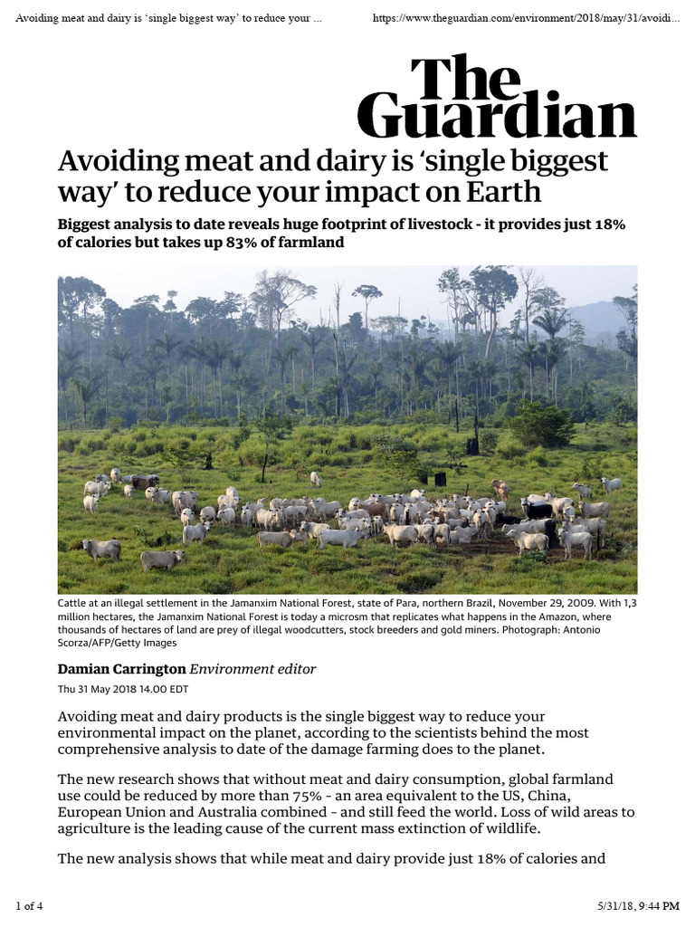 Reduce Environmental Impact: Ditch Meat | PDF | Meat | Agriculture