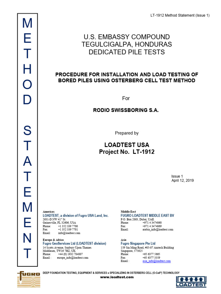(LT-1912) Method Statement For Load Testing at U.S. Embassy Compound ...