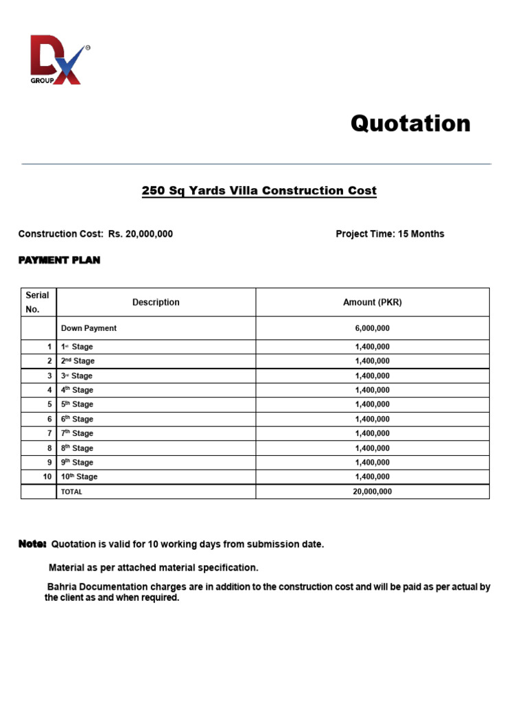 250 Sq Yards Villa Payment Plan | PDF | Masonry | Column