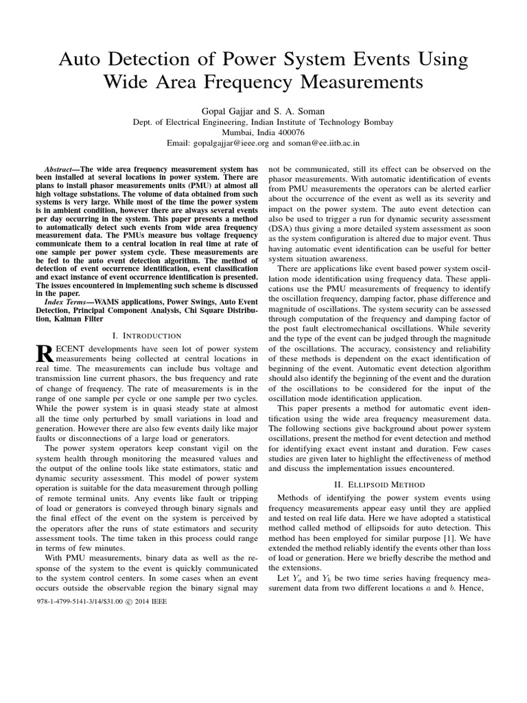 Automatic Power System Event Detection | PDF | Variance | Kalman Filter