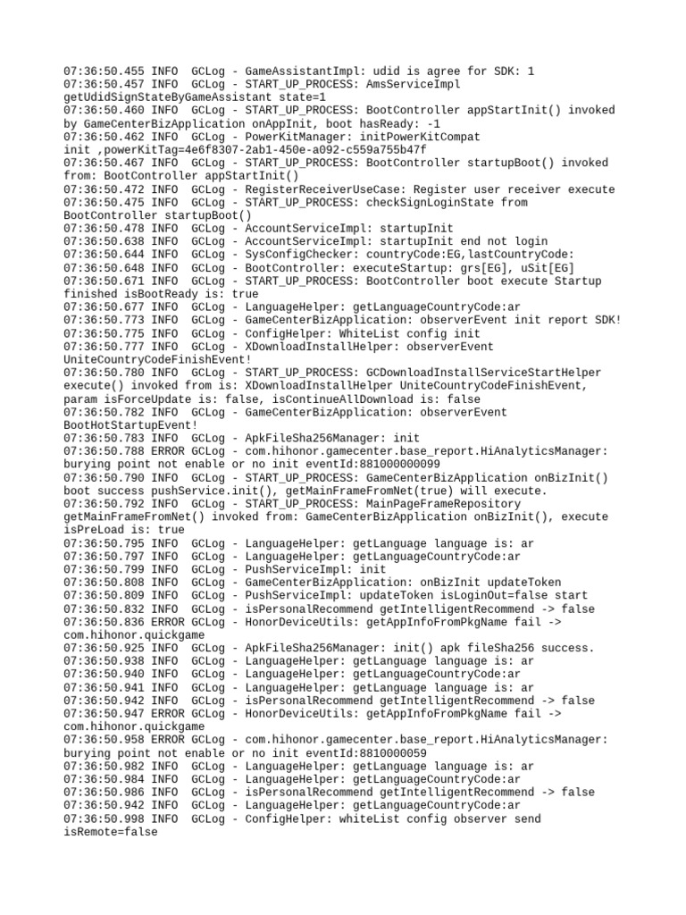 GameCenter Startup Process Log Analysis | PDF | Computing | Software