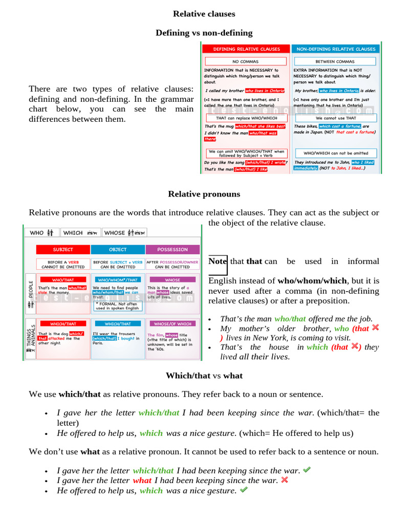 Relative clauses | PDF | Linguistic Morphology | Semantic Units