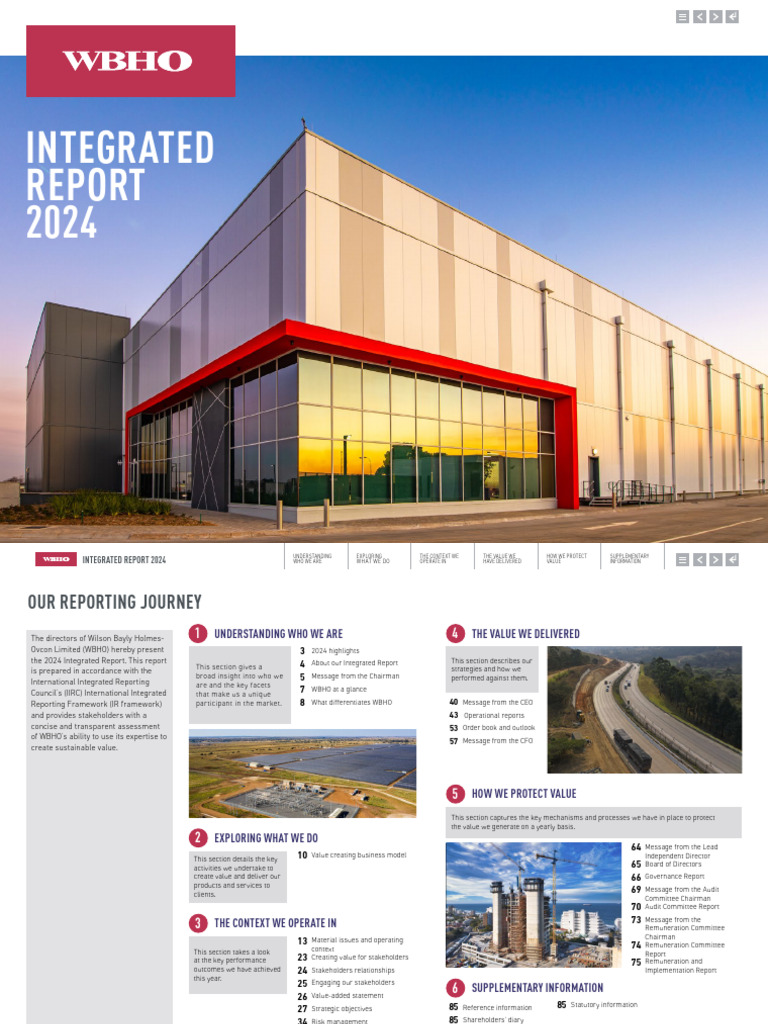 WBHO Integrated Report 2024 Overview | PDF | Financial Statement ...