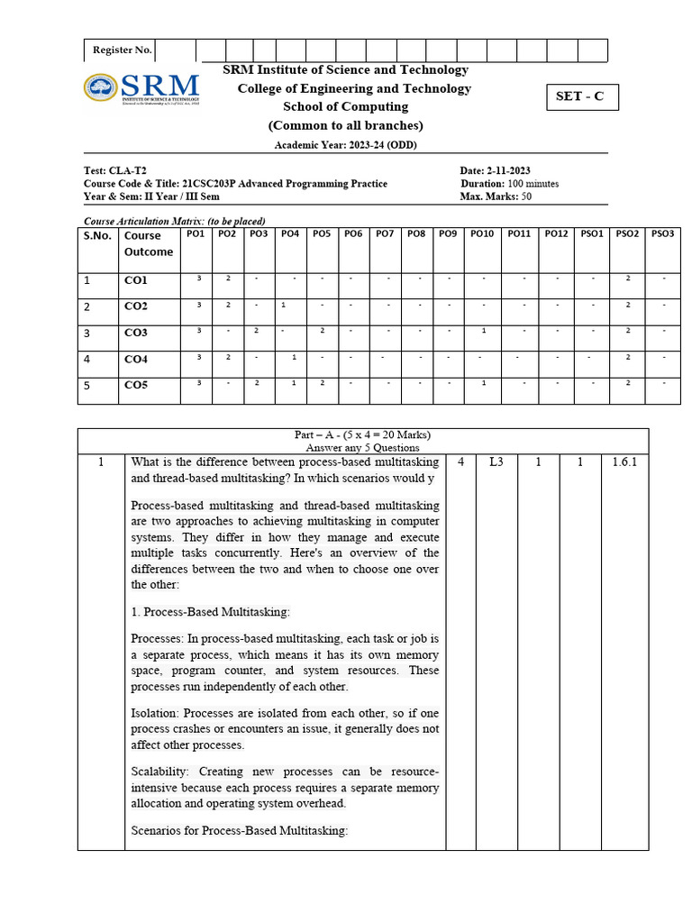 Advanced Programming Practice Exam 2023 | PDF | Process (Computing ...
