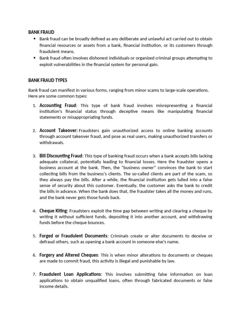 Understanding Bank Fraud Types and Prevention | PDF | Fraud | Property ...