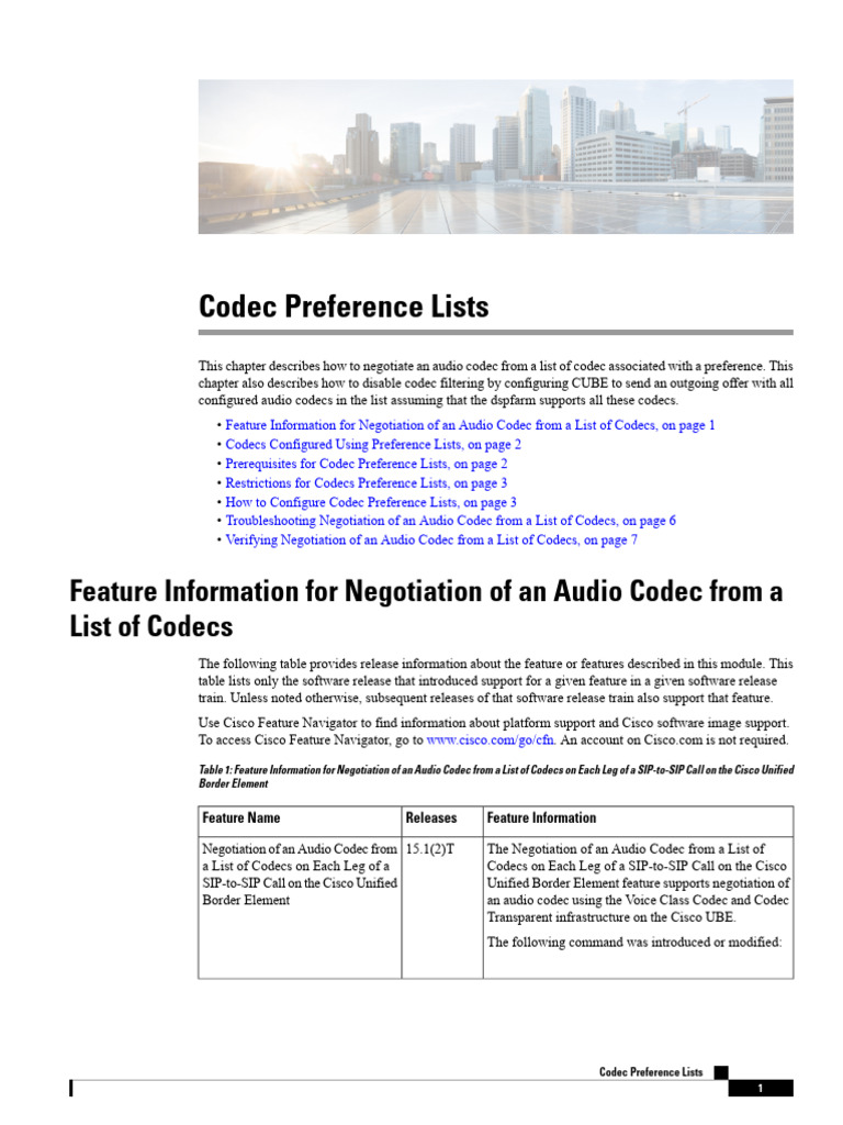 Audio Codec Negotiation in CUBE | PDF | Voice Over Ip | Internet Standards