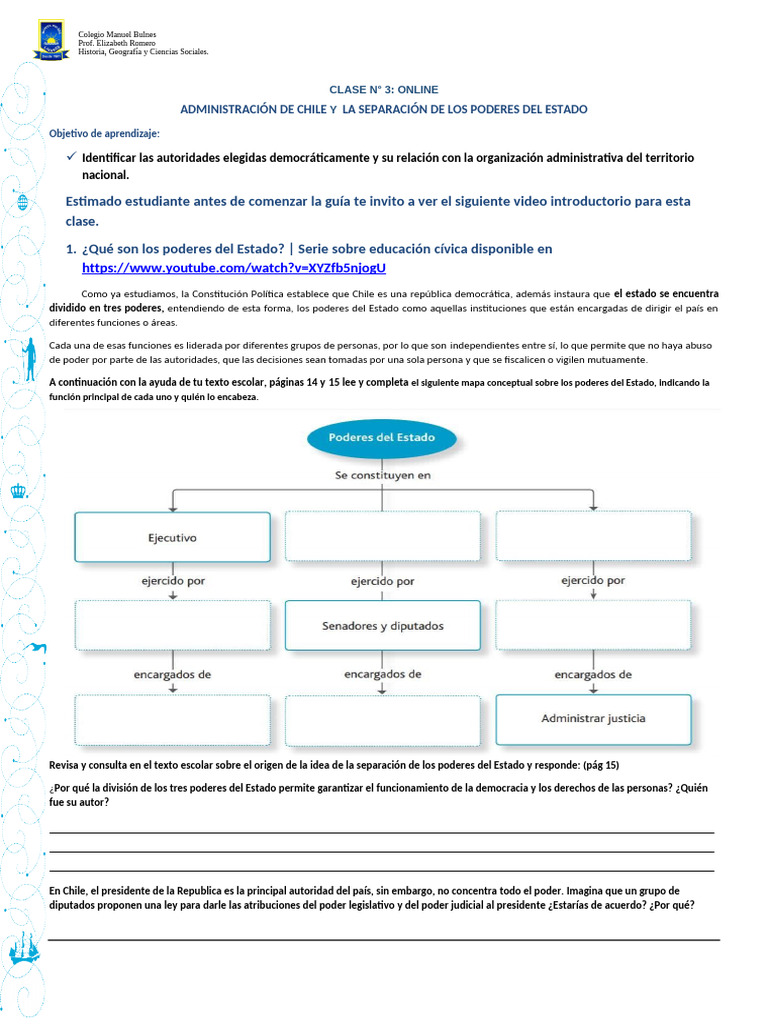Administración y Poderes del Estado en Chile | PDF | Separación de ...