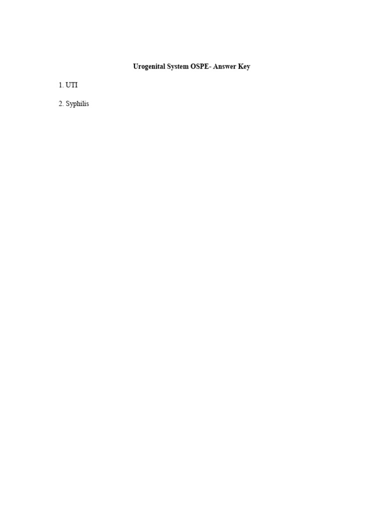 Urogenital OSPE - Answer Key - Record Notes | PDF | Urinary Tract ...