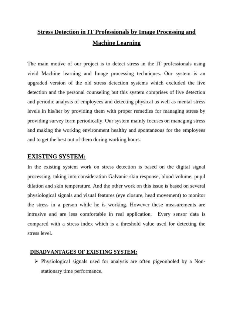 Stress Detection for IT Professionals | PDF | Machine Learning ...