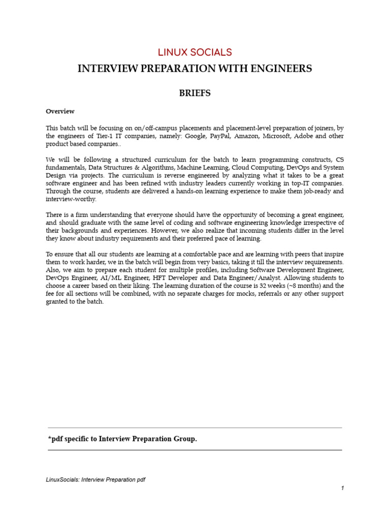 Linux Socials: Interview Prep Course | PDF | Databases | Software