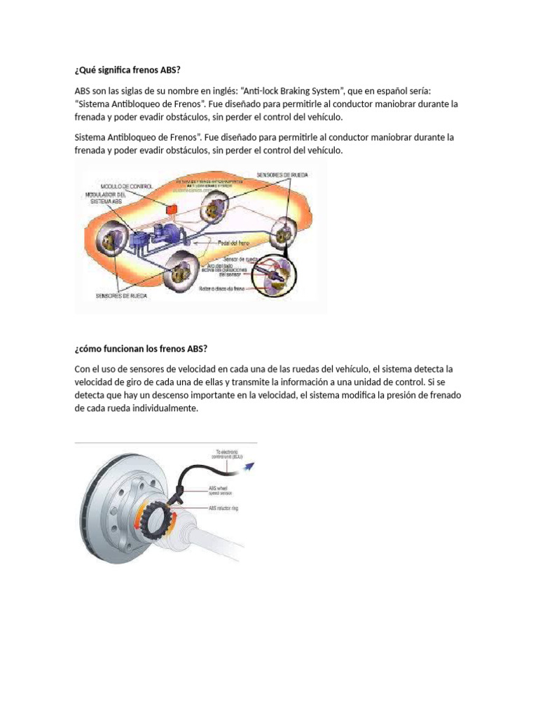 Qué son y cómo funcionan los frenos ABS | PDF